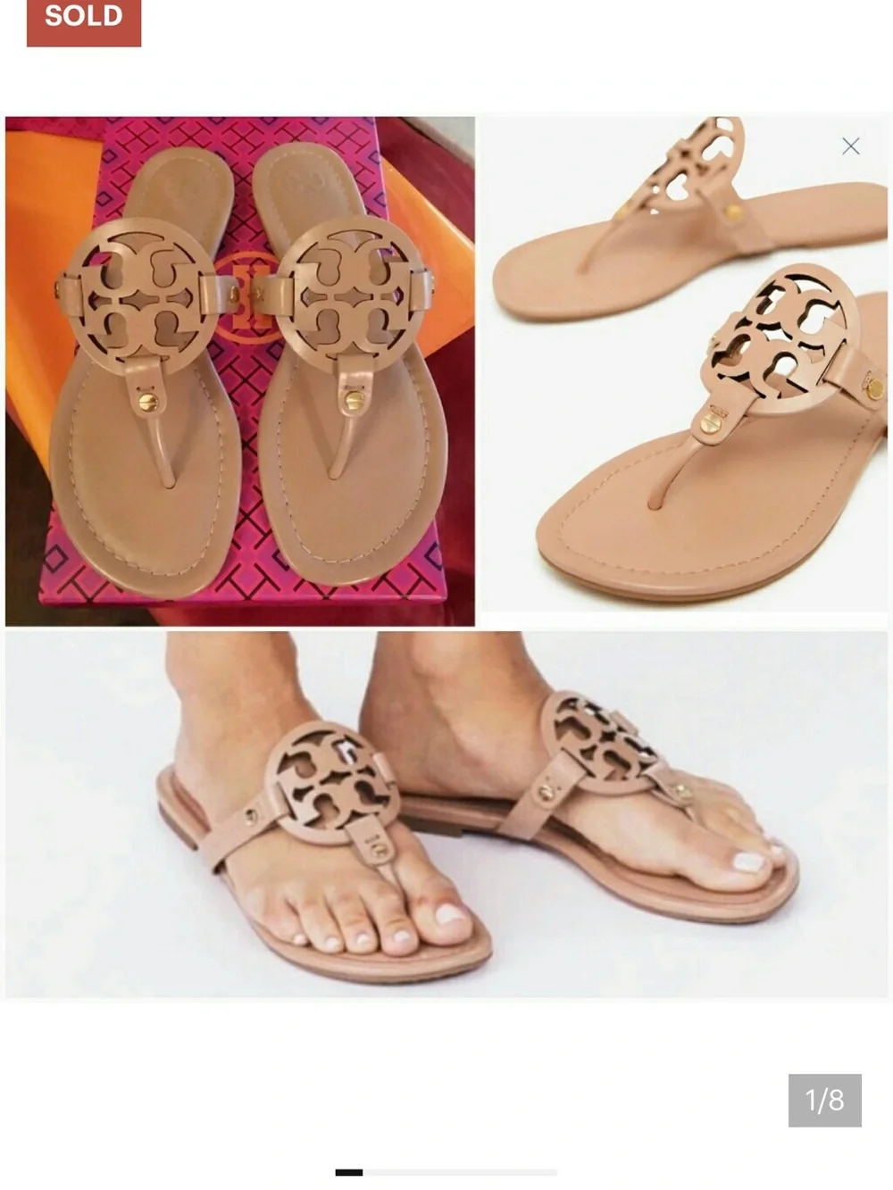 Tory Burch Miller sandal light makeup size 8 NIB